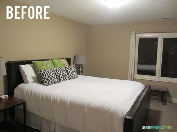 King Guest Bedroom BEFORE pic. This room was so beige and boring and in need of a new look.