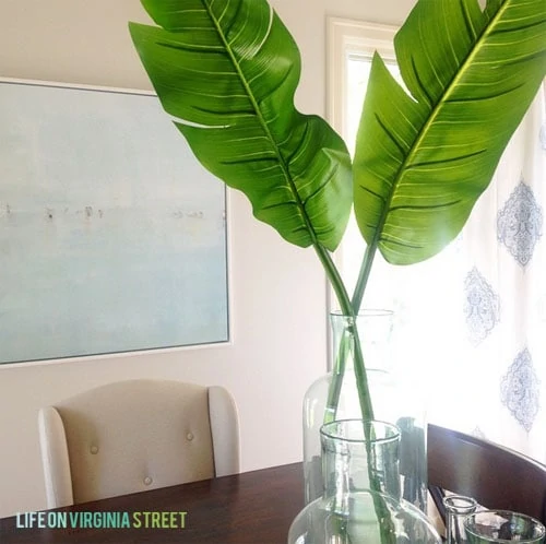 banana leafs in dining room