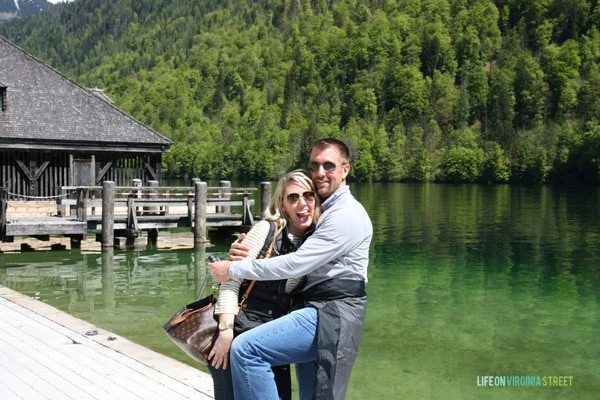 Getting silly during our Lake Königssee couples photo in Germany. 