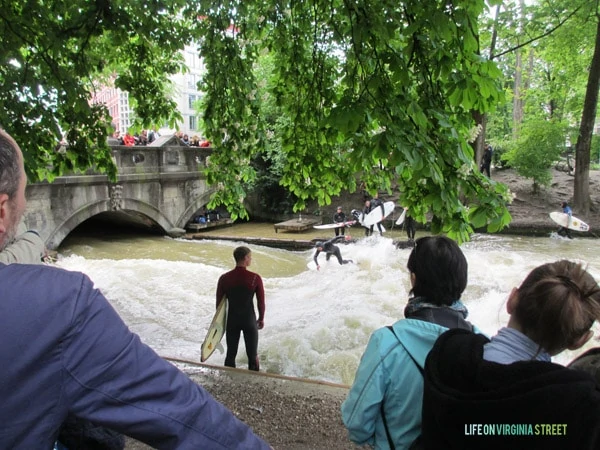 Check out the river surfing in Munich! Wow!