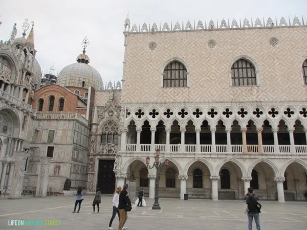 Architectural details in St Peters Square in Venice. 