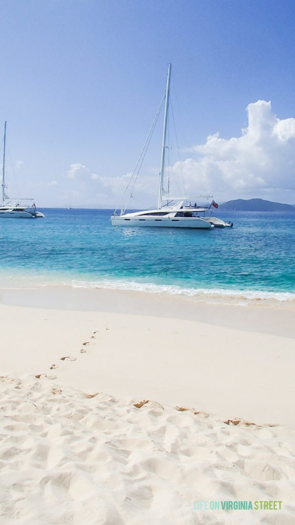 Sailing the British Virgin Islands on a luxury catamaran.