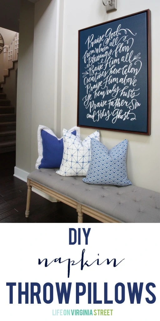 DIY Napkin Throw Pillow Tutorial - Life On Virginia Street