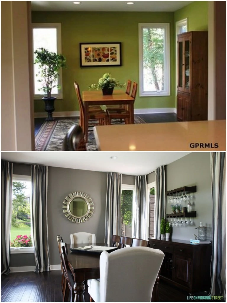 Check out this elegant dining room update with before and after shots.