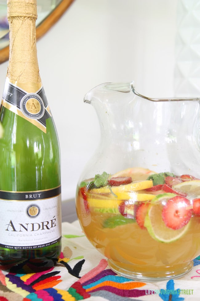 Champagne Sangria made with Andre brut champagne.