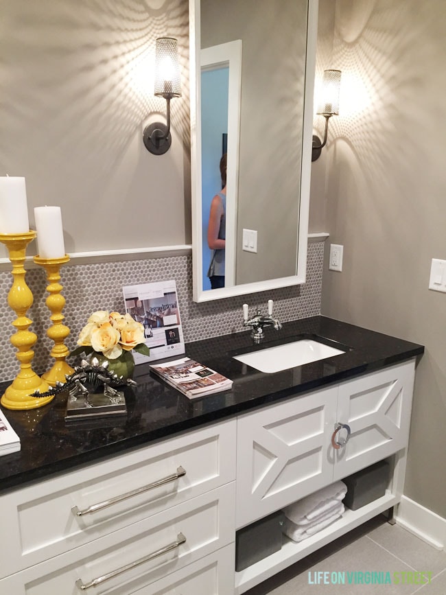 Omaha Street of Dreams Upstairs Bathroom Cabinet detail - Life on Virginia Street