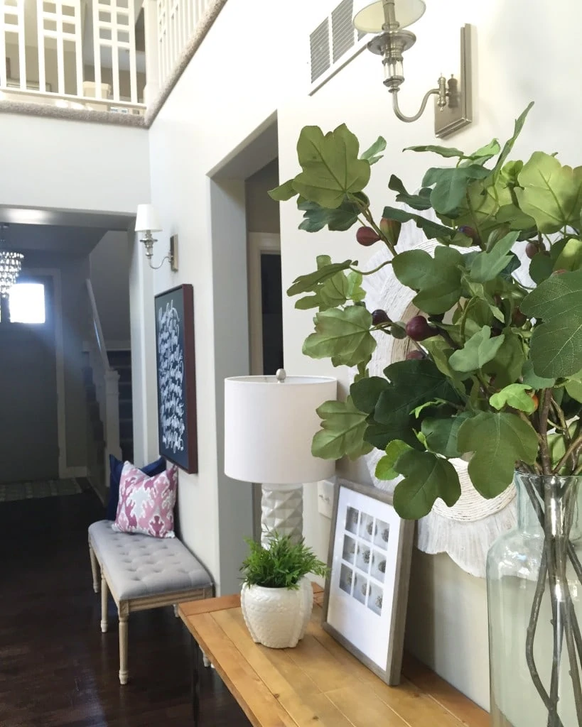 Faux Fig Leaves in the Entryway