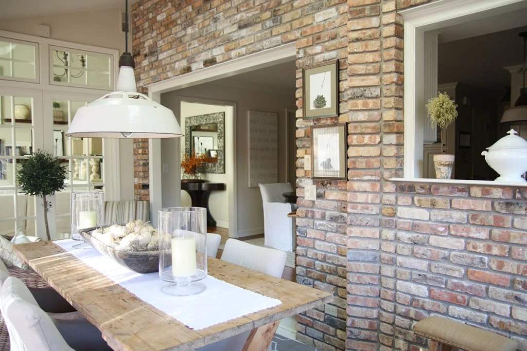 Sunroom Brick Wall - Neutral Home Tour - Life On Virginia Street