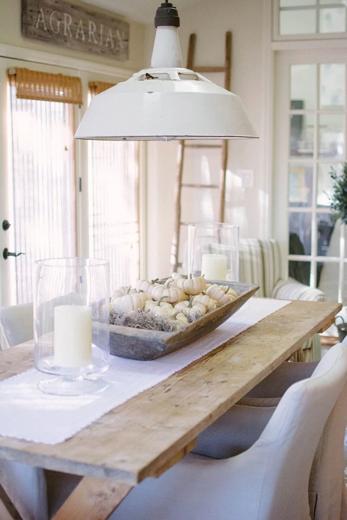 Sunroom Dining Table and Centerpieces - Neutral Home Tour - Life On Virginia Street