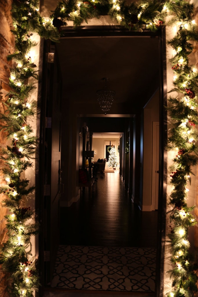 Christmas Front Door at Night - Life On Virginia Street