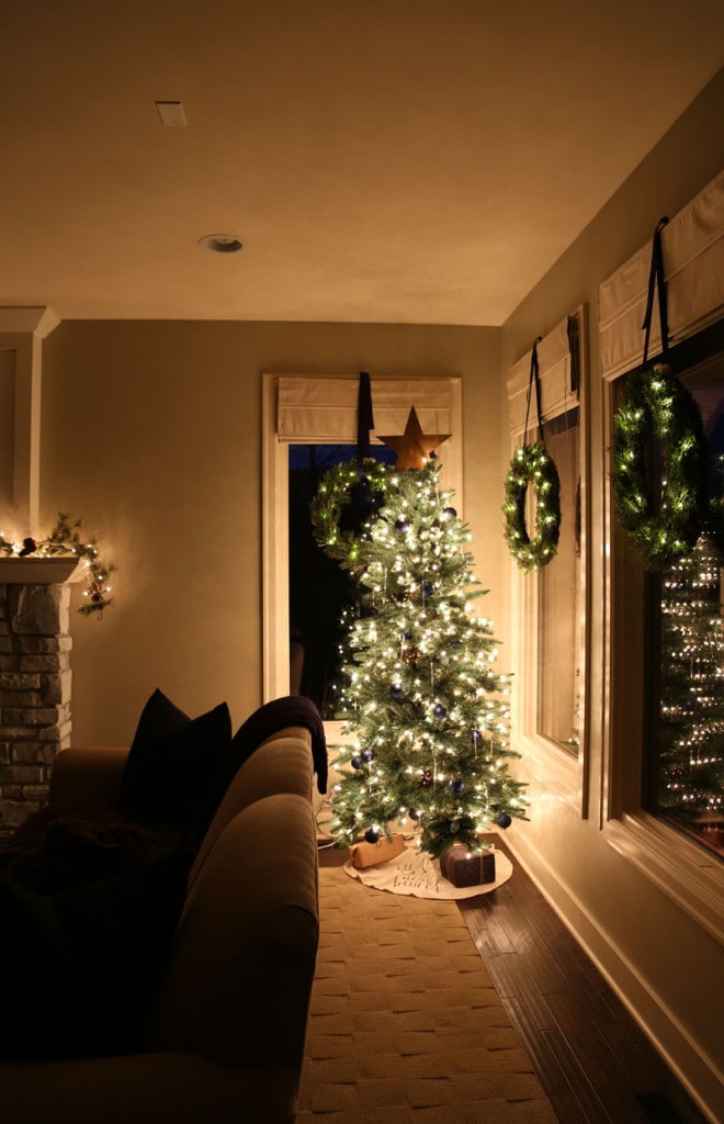 Living Room Christmas Tree at Night - Life On Virginia Street