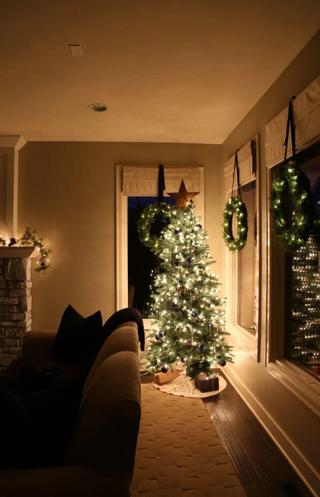 Living Room Christmas Tree at Night - Life On Virginia Street