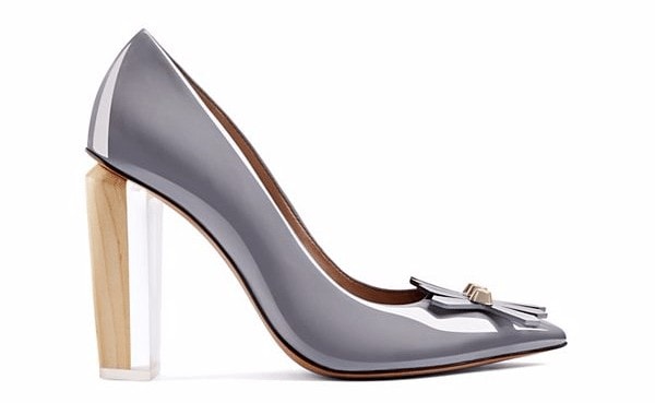Aurora Leather Pump with Wood and Lucite Heel