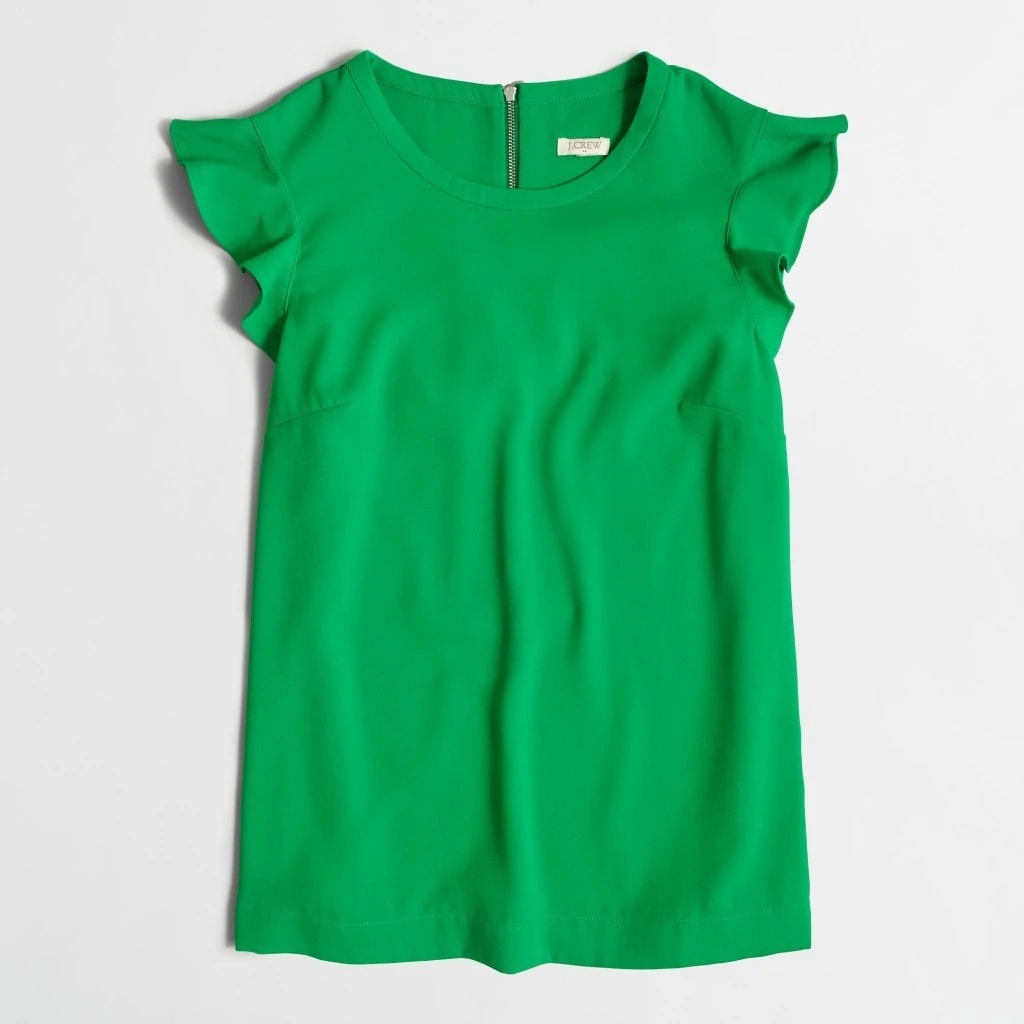 Green Flutter-Sleeve Top