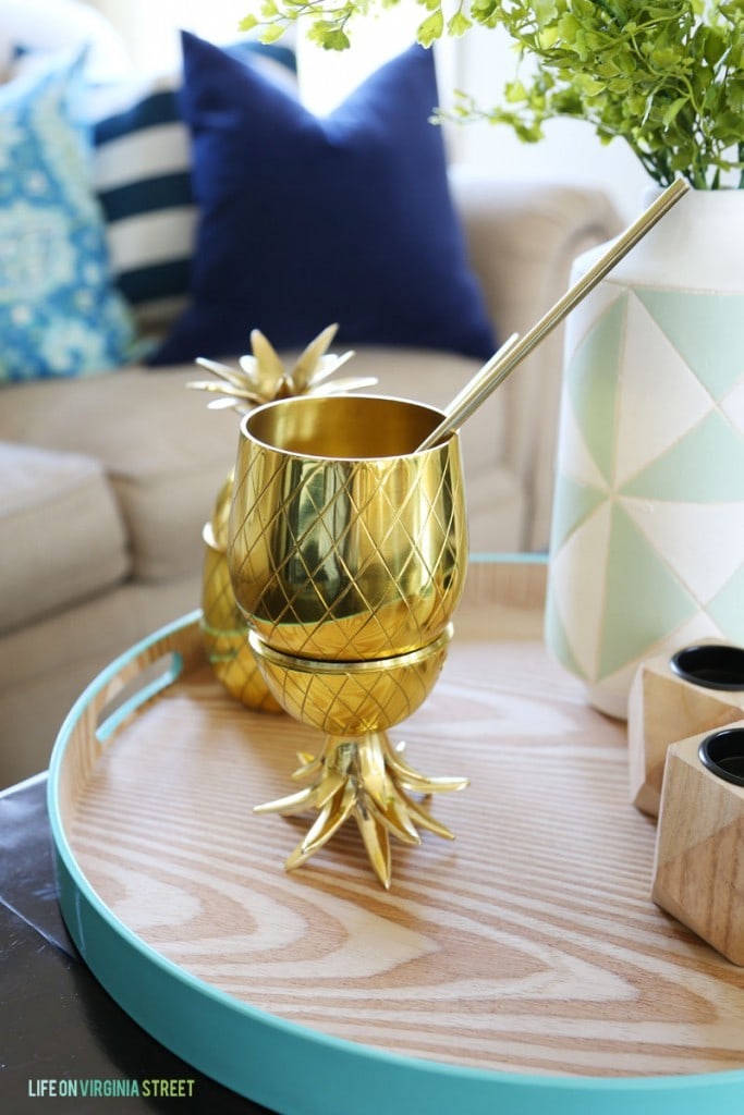 Gold Pineapple Tumber - Life on Virginia Street