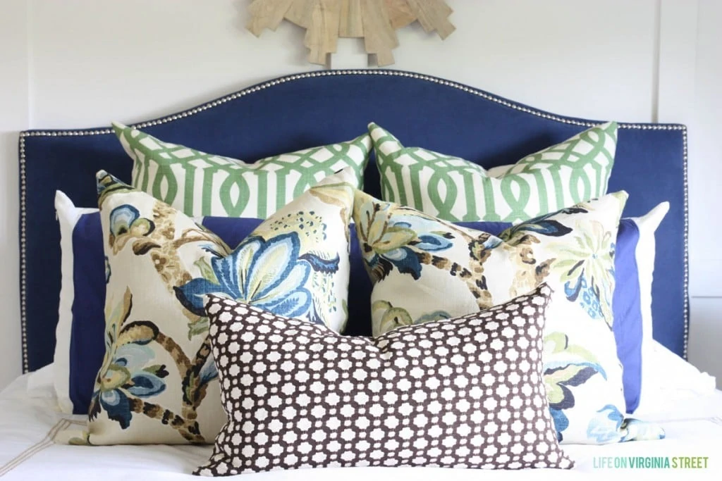 Guest Bedroom Pillows and Headboard - Life On Virginia Street