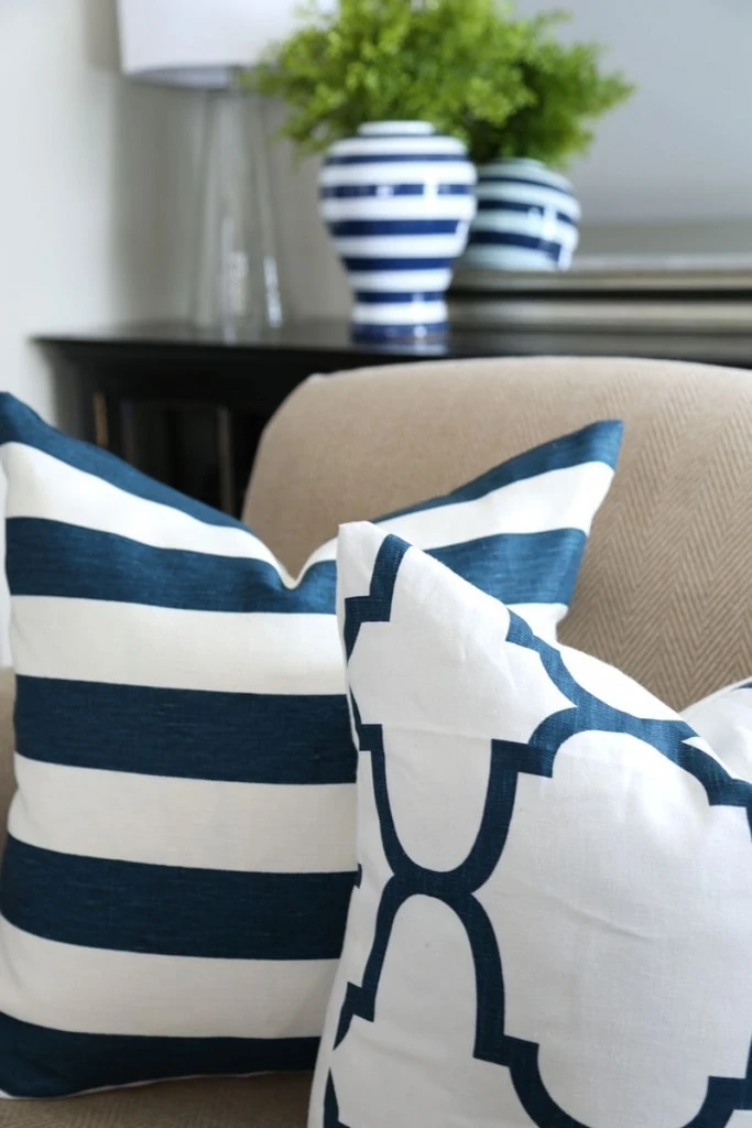 Navy and Ivory Throw Pillows - Life On Virginia Street