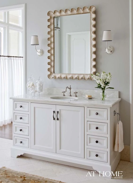 Powder Bath with Scallop Mirror via At Home