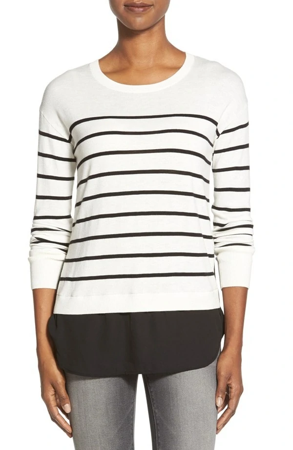 Striped Top with Button Back