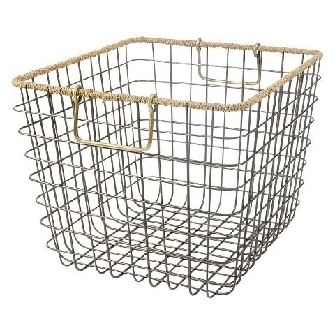 Wire Milkcrate with Seagrass Rim Basket