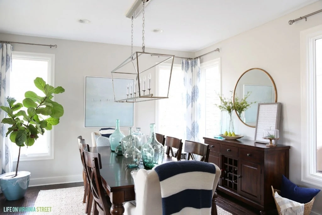Navy, Gray and White Dining Room in Life On Virginia Street's Spring Home Tour