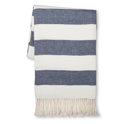 Navy Striped Throw