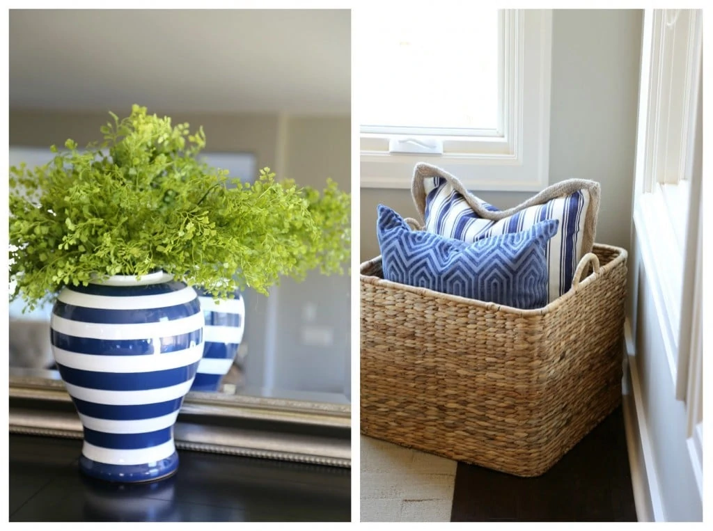 Navy and White Living Room Details via Life On Virginia Street's Spring Home Tour