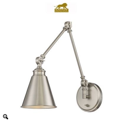 Savoy House Swing Arm Sconce in a shinier silver.