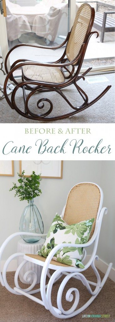 Cane Back Rocker Makeover Before & After via Life On Virginia Street