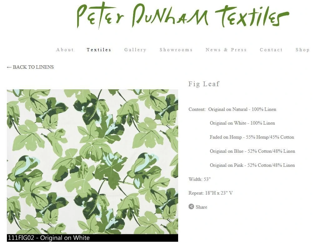 Fig Leaf fabric via Peter Dunham Textiles