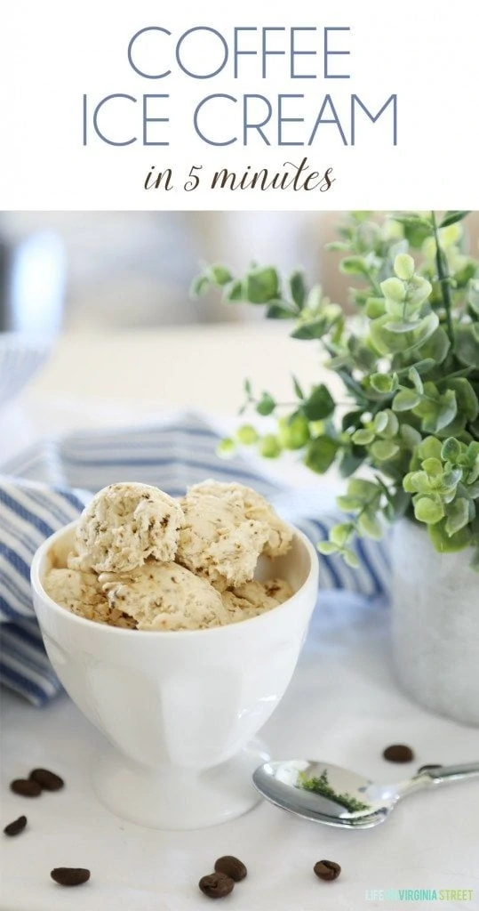 Coffee ice cream in 5 minutes graphic.