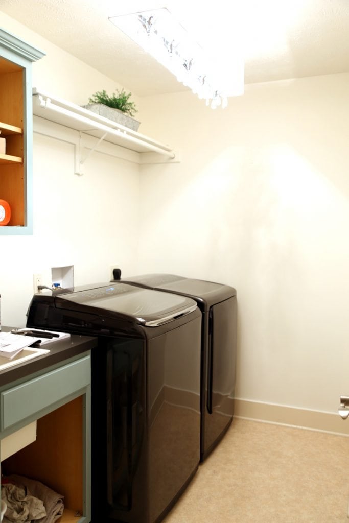 Laundry Room Progress with Samsung Washer and Dryer