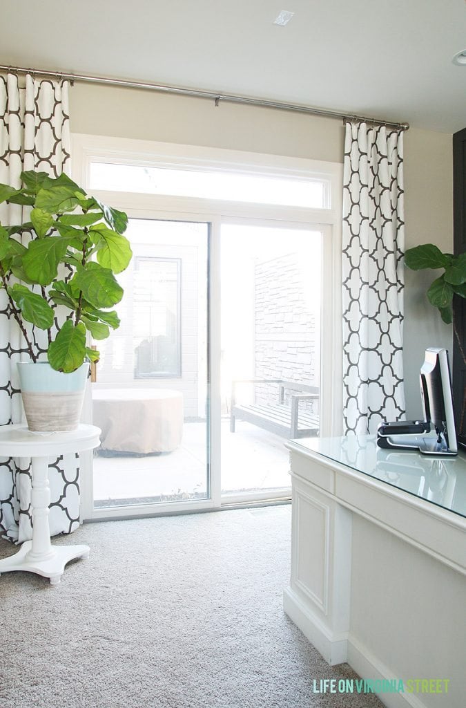 Office Trellis Drapes via Life On Virginia Street