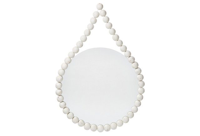 White Beaded Hanging Mirror
