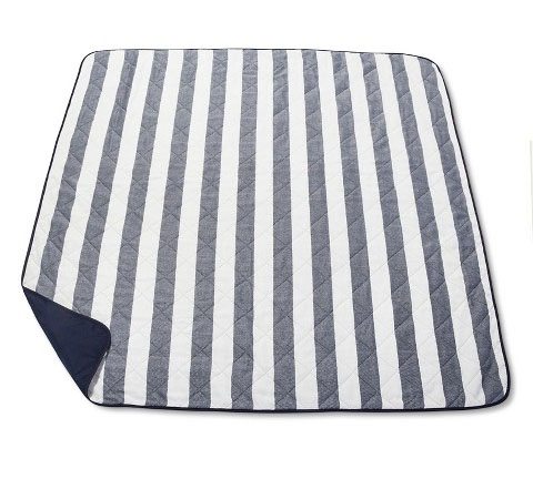 Navy Striped Picnic Blanket