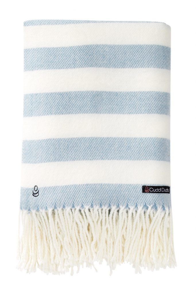 blue white striped throw