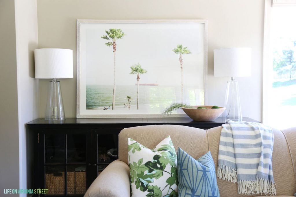 Blue and Green Summery Living Room via Life On Virginia Street