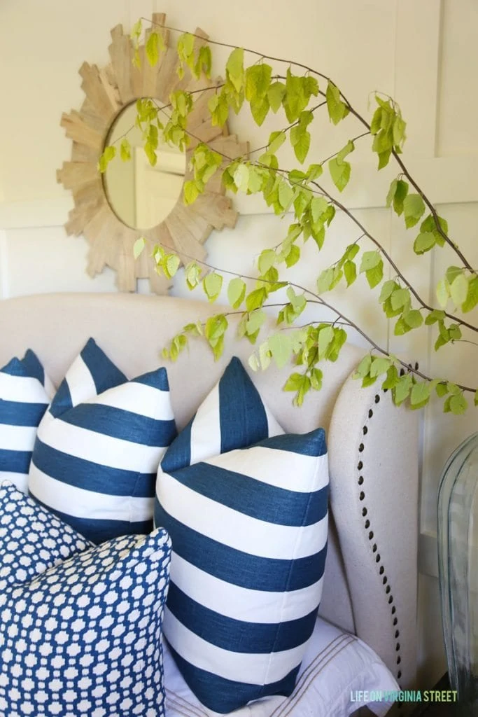 Blue and White Summery Guest Bedroom via Life On Virginia Street