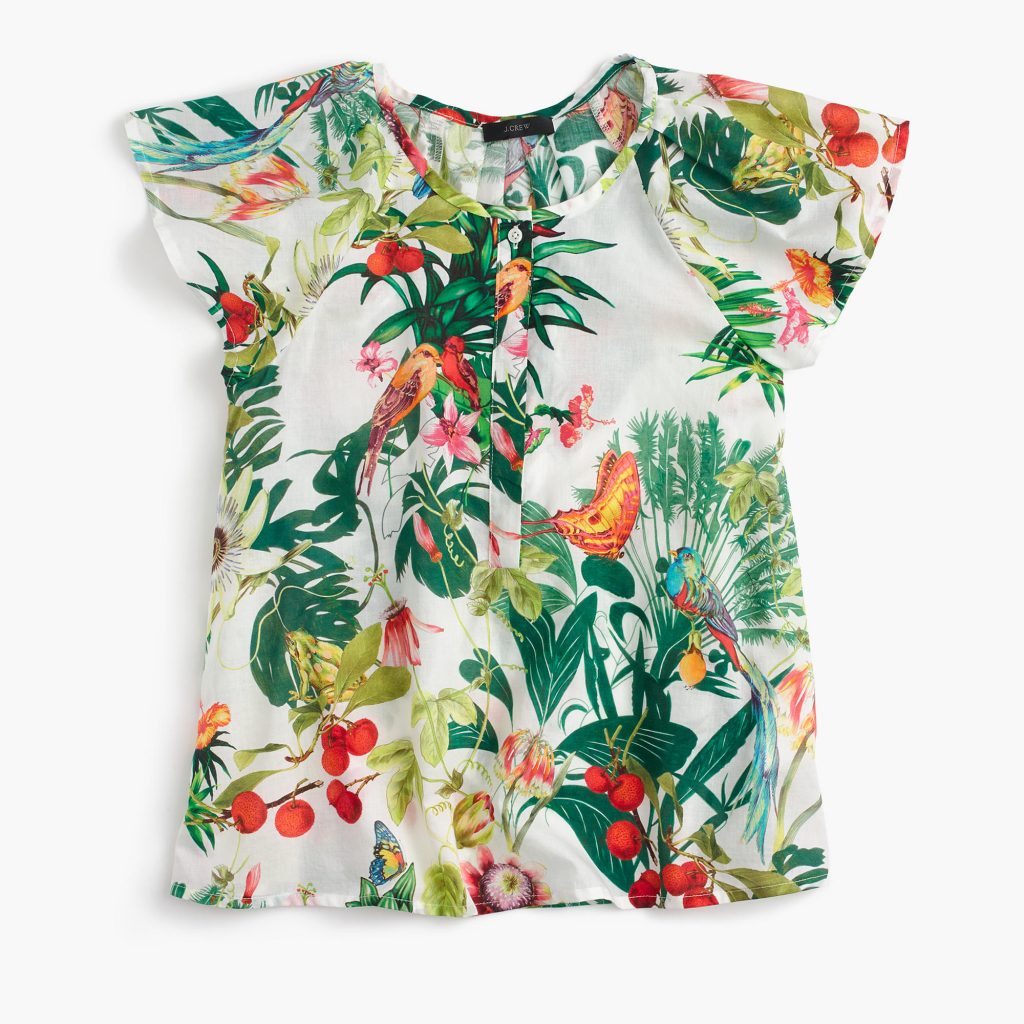 Ruffle-Sleeve Tropical Top