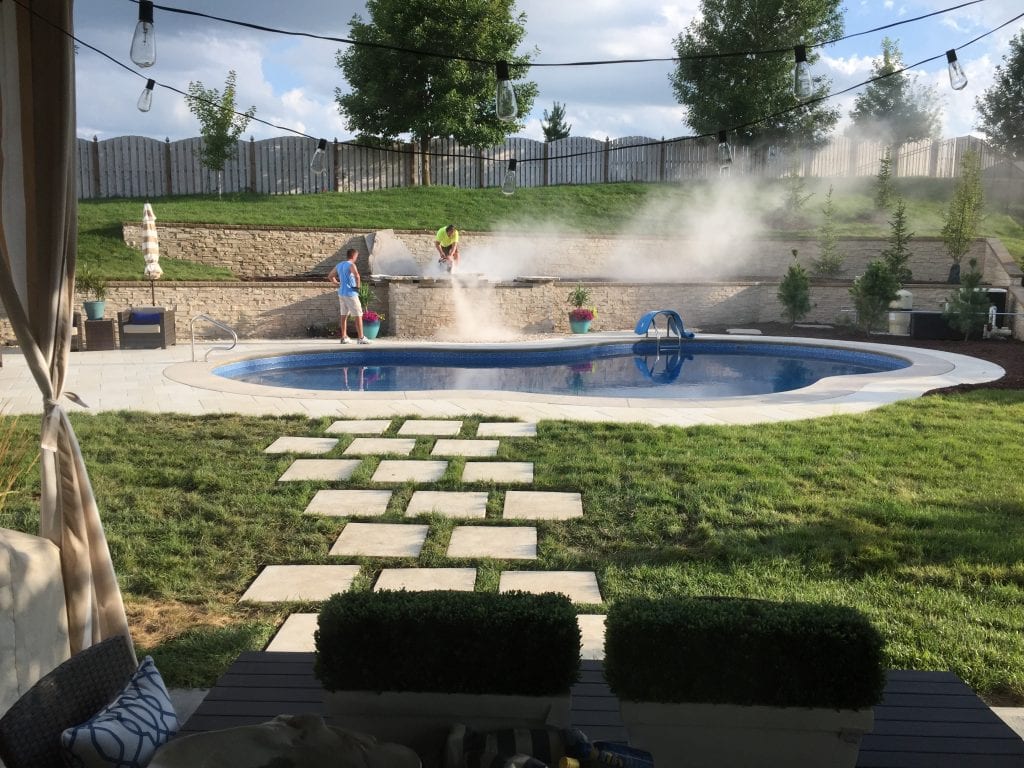 Building the water feature wall