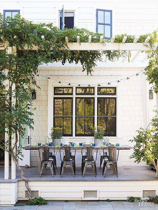 White Farmhouse Pergola via BHG