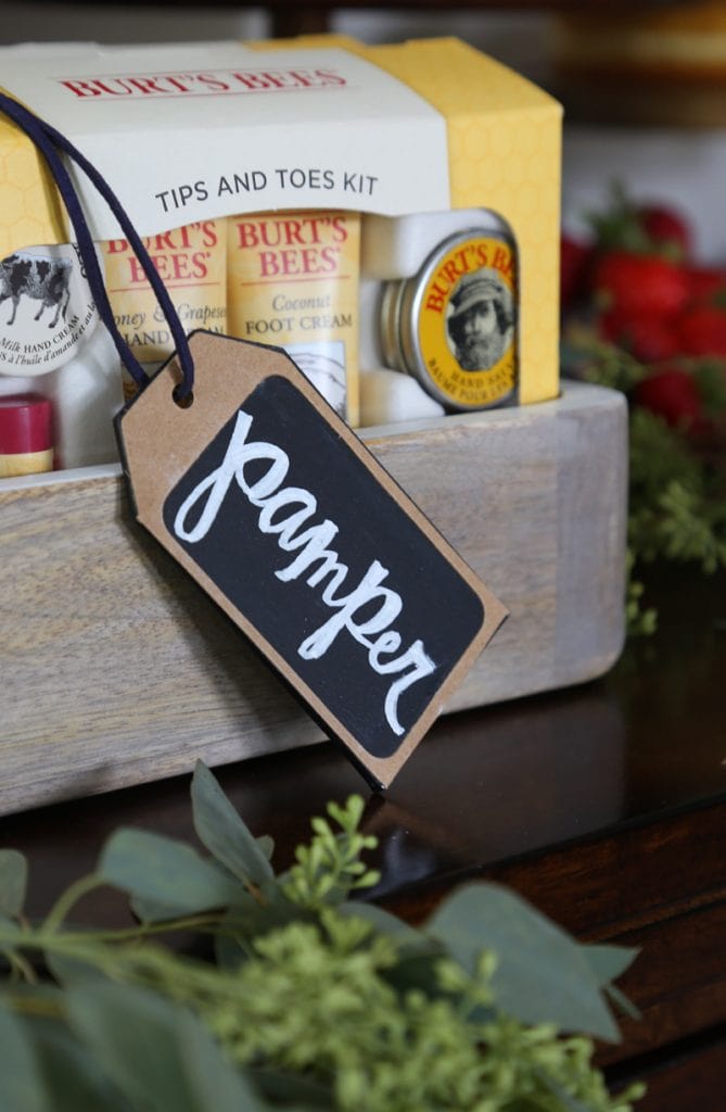 Burts Bees pamper gift on the table.