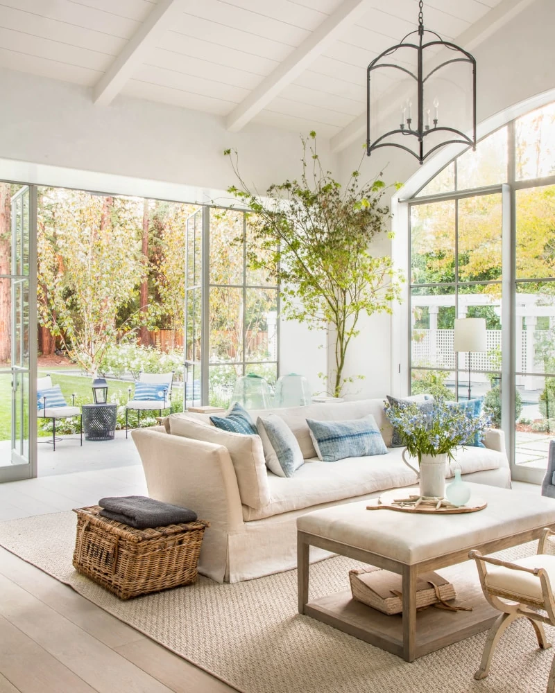 Family room at the Barnett residence in Atherton, CA. Architecture and interior design by Brooke and Steve Giannetti.