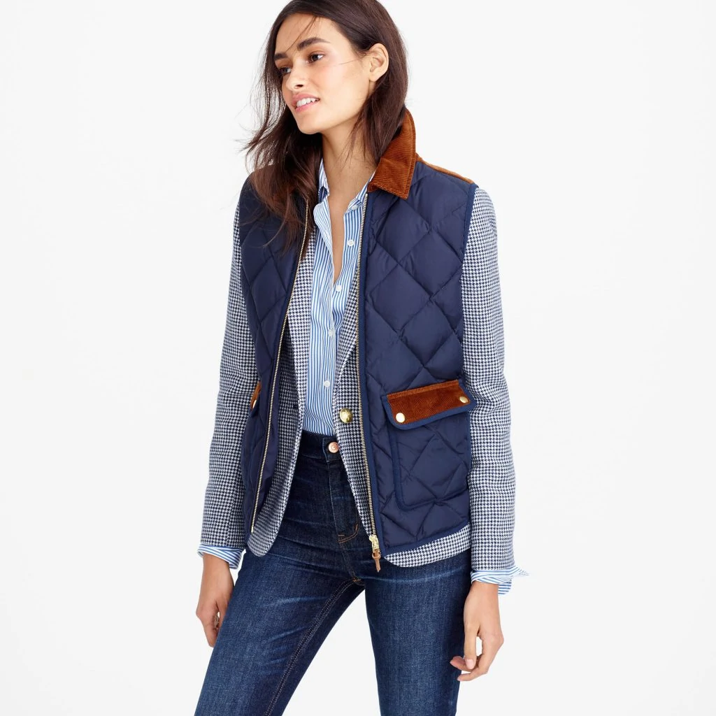Quilted excursion vest with corduroy