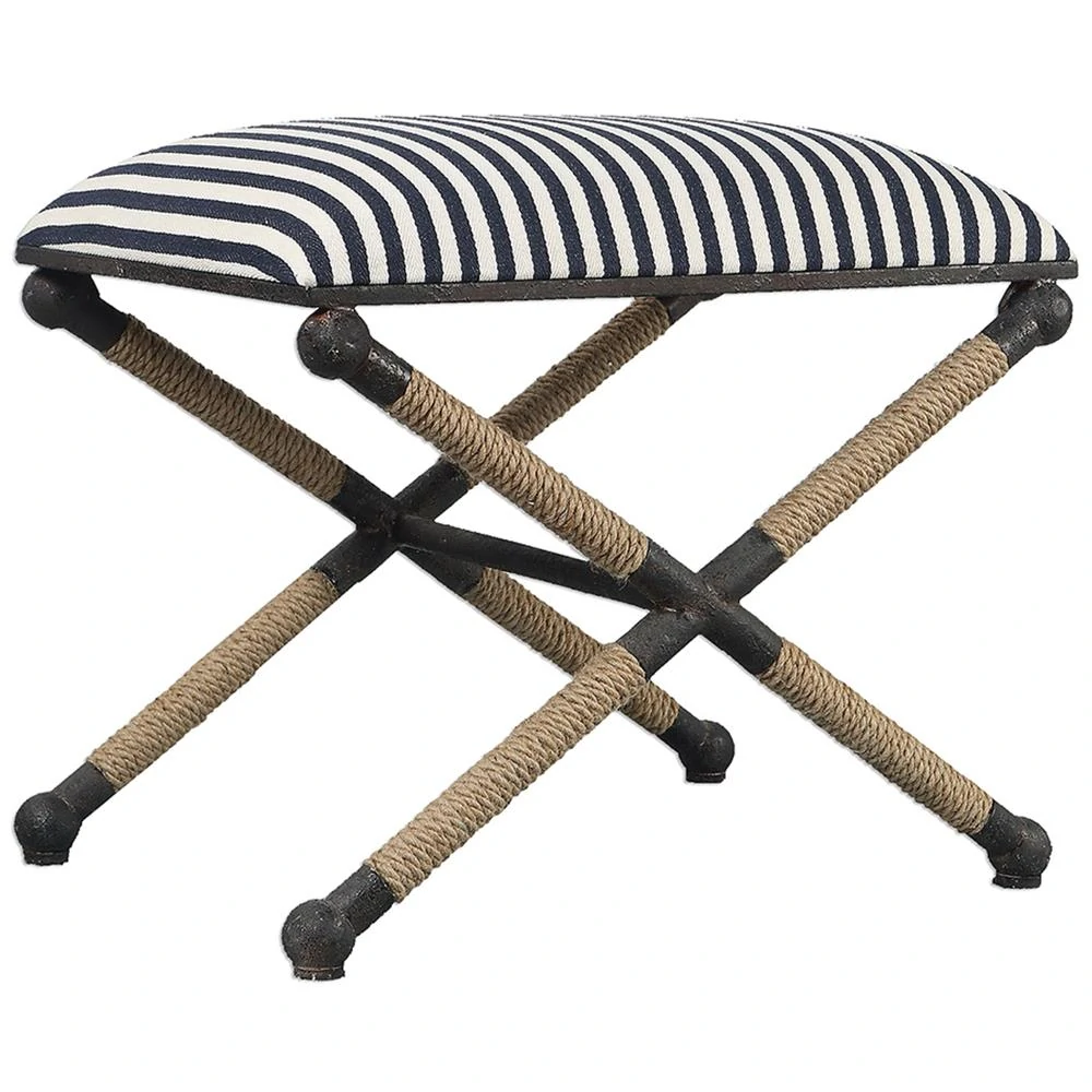 Black & White Striped Coastal Bench