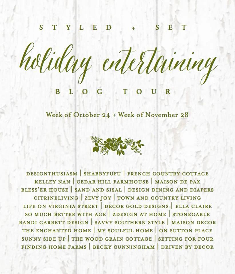 Holiday entertaining blog tour poster.