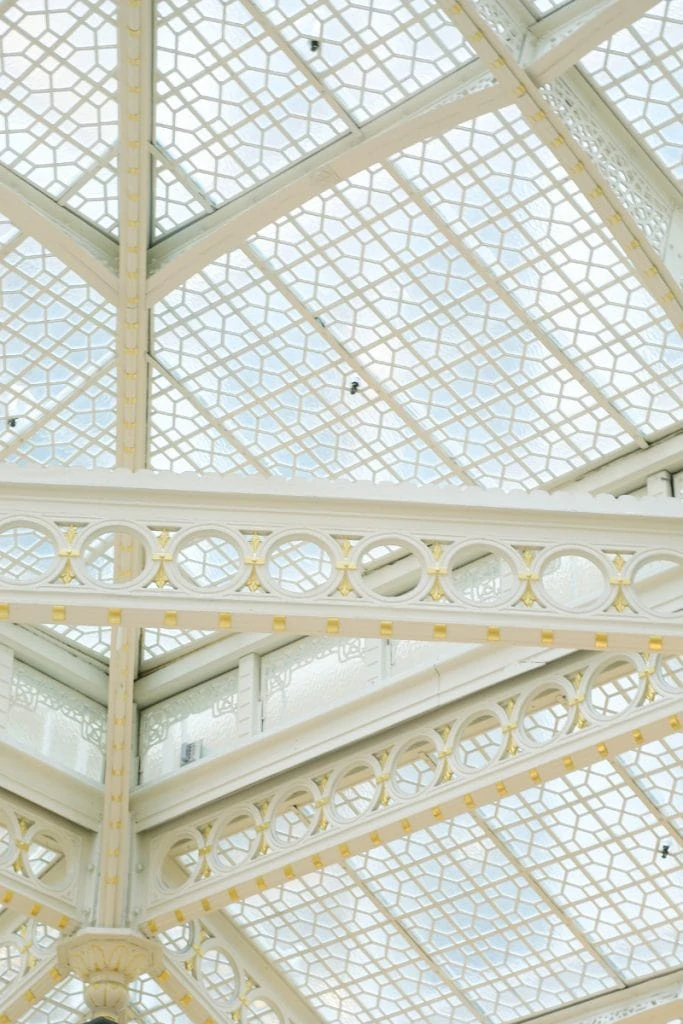 The-Rookery-ceiling-details-Chicago with a suspended staircase.