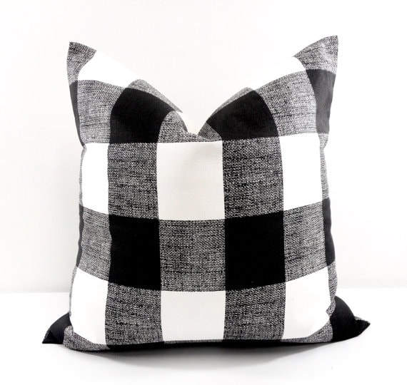 Black and White Buffalo Check Pillow