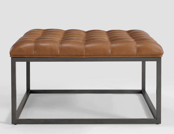 Leather Tufted Ottoman