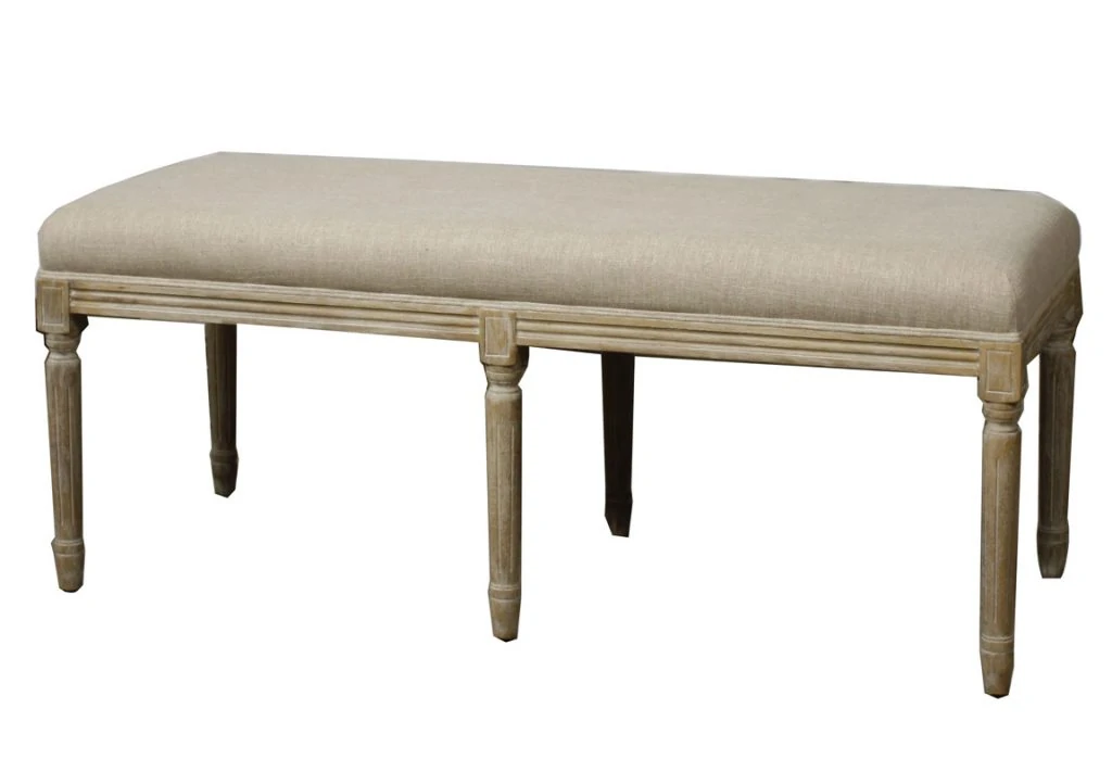 Linen and Wood Bench